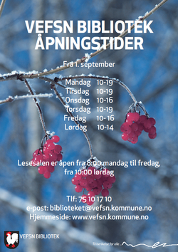 Åpningstider fra 1. september Åpningstider fra 1. september