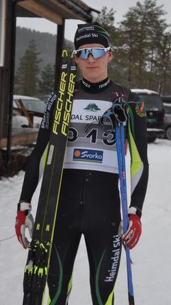 Junioren Sture Thoresen, Heimdal Ski, kommer i historiebøkene som vinner av Rindalsrennet 2021.