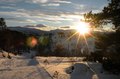 Motsol over Snota og Trollheimen frå Tørsetmarka i romjula. Foto: Willy Karlstrøm