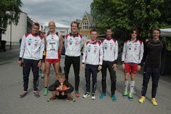 Et utvalg av førstelagsløperne: Bjørn Sæther, Lars Hagen, Helge Langen, Terje Olsen, Lars Morten Bardal, Joachim Tranvåg og Tarjei M. Mårdalen.
