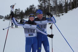 Ingrid og Heiki Haugland etter målgang.
