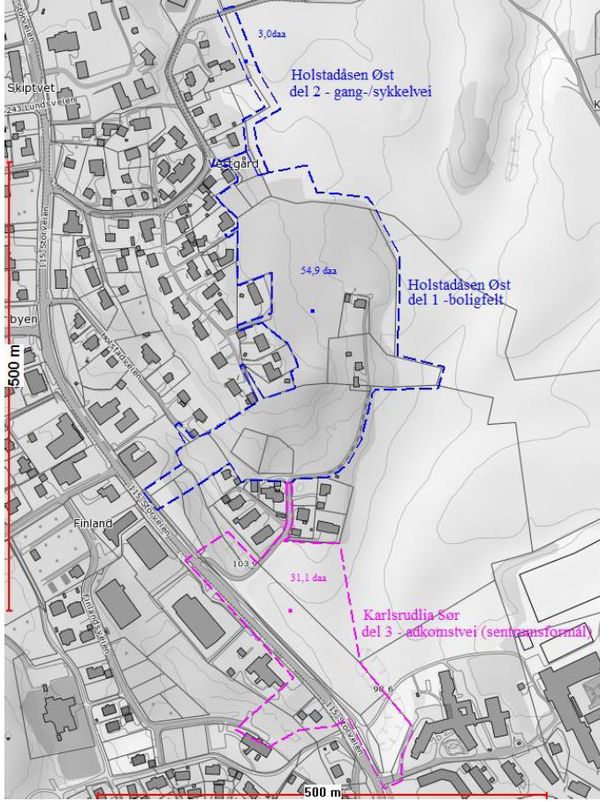 vedtak - utklipp situasjonskart holstadåsen øst