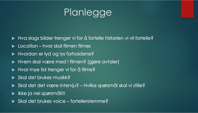 Tips til å planlegge film