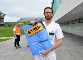 STREIKESTØTTE. Audiografforbundets leder Håvard Ottemo Paulsen støtter sine streikende audiograf-kolleger, men beklager at streiken rammer hørselshemmede. Foto. Delta