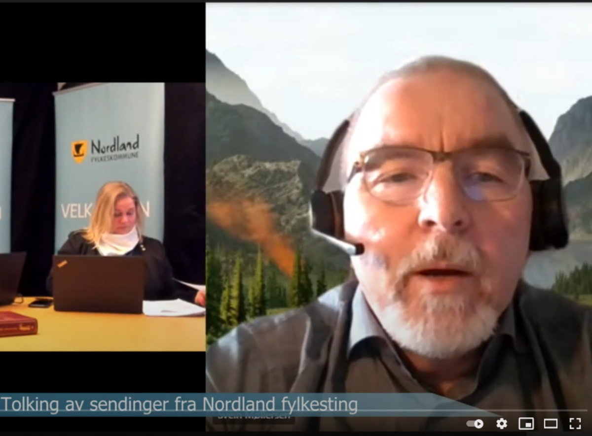 STREAMING. Her streames det siste møtet i Nordland fylkesting, hvor et forslag om tekstede sendinger ble enstemmig vedtatt. På bildet fylkesordfører Kari Anne Bøkestad Andreassen (Sp) og partikollega Svein Møllersen. Målet er å få en løsning på plass før sommeren. STREAMING. Her streames det siste møtet i Nordland fylkesting, hvor et forslag om tekstede sendinger ble enstemmig vedtatt. På bildet fylkesordfører Kari Anne Bøkestad Andreassen (Sp) og partikollega Svein Møllersen. Målet er å få en løsning på plass før sommeren.