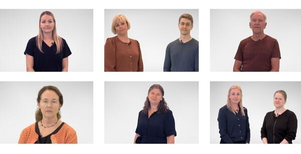 KORTFILMER. Dette er noen av fagpersonene og brukerne som er med i kortfilmene om oppæring for høreapparatbrukere og påførende. Foto. HLF Briskeby