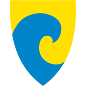 Dønna kommune logo - gul bølge på blå bakgrunn