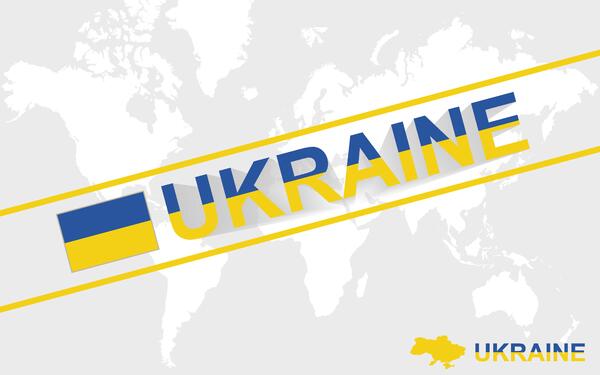 Ukraina flagg og kart