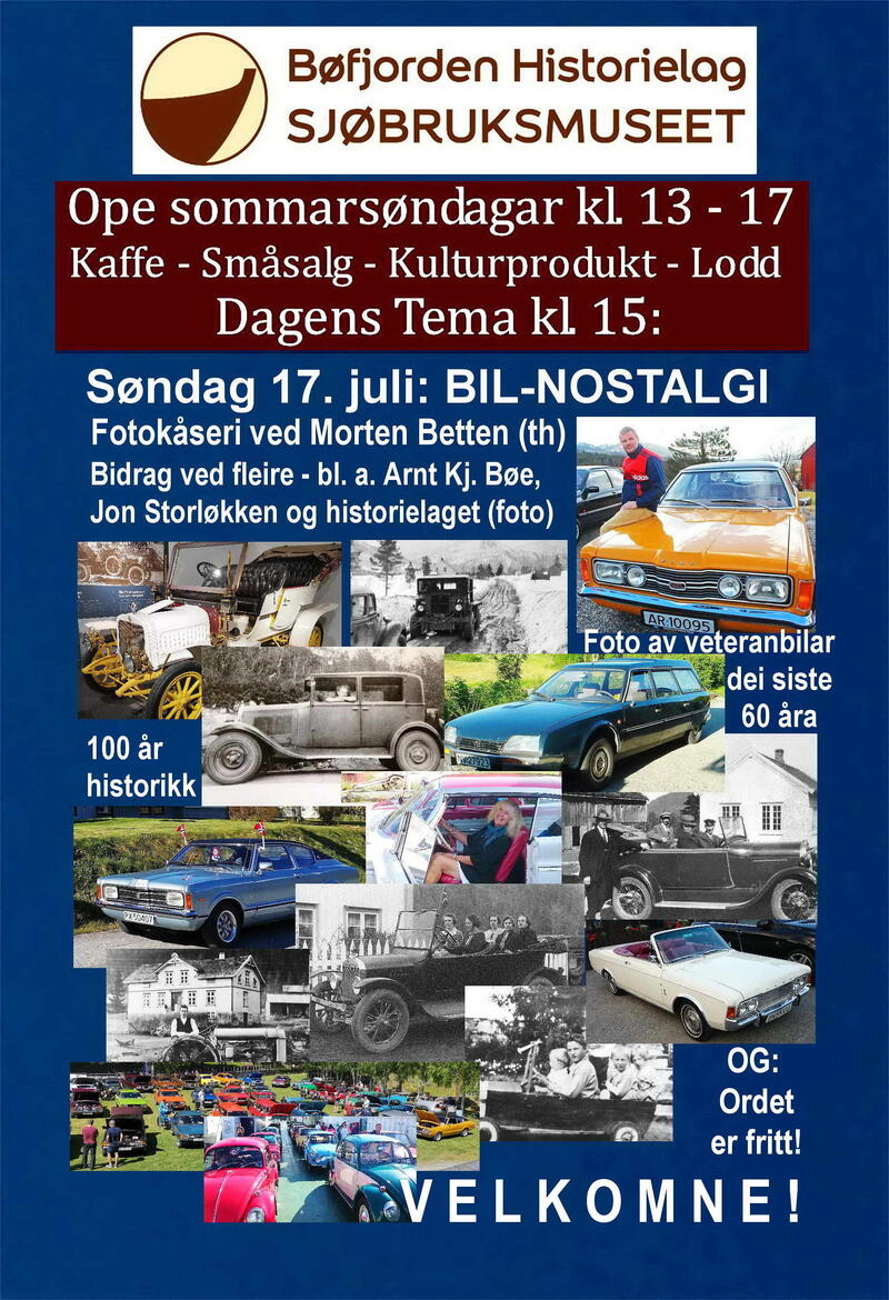 Bilnostalgi 2022 07 17 Plakat Museet Bilar