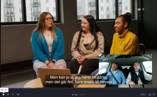 FOR OG MED UNGDOM. Elever ved Briskeby videregående skole bidrar med egne erfaringer og gode råd om hvordan hørselsvansker kan løses i filmserien Ung hørsel. (Skjermdump fra kortfilmen Haakons dag).