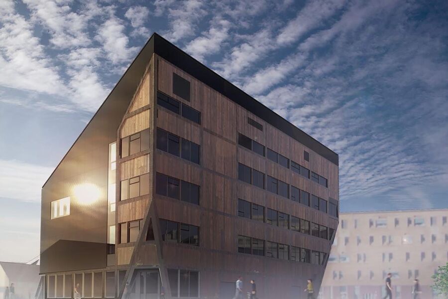 ZEB-laboratoriet på et tidlig stadium. Illustrasjon: LINK Arkitektur/Veidekke