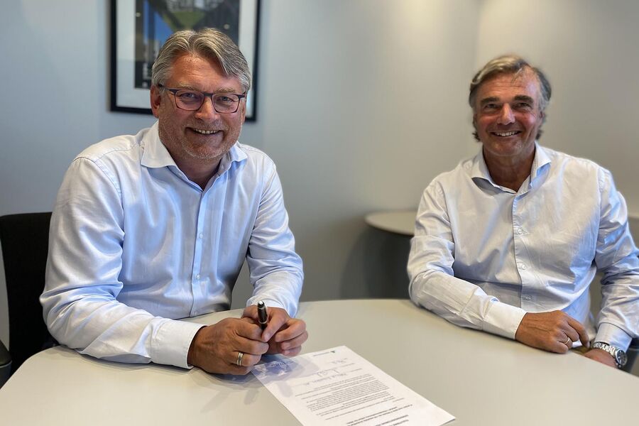 Administrerende direktør Arne Medlien (tv) og eiendomsdirektør Gregers Barfod i Mallin Eiendom og 