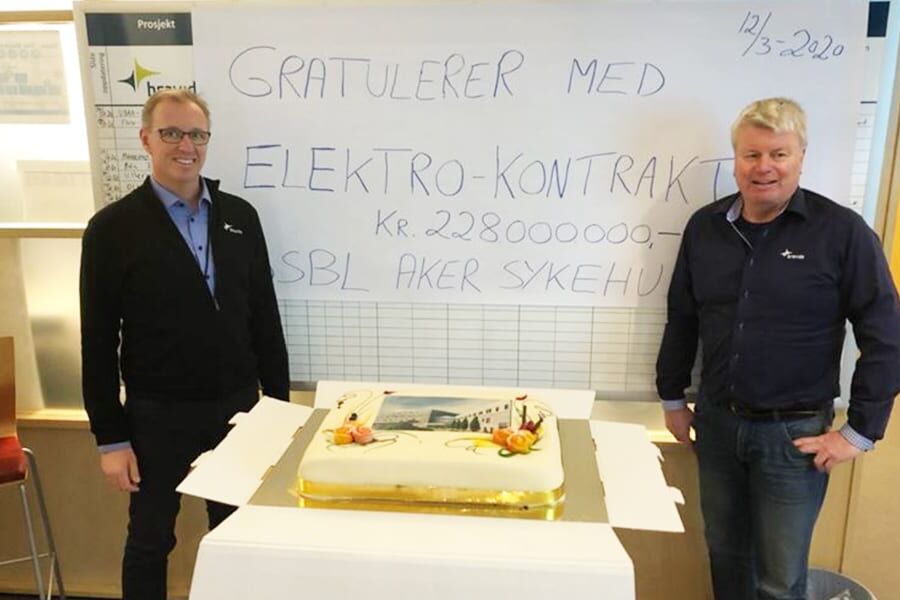 Prosjektleder Arve Kristensen, Bravida og avdelingssjef Erik Dobloug, Bravida.