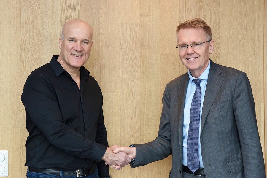 Administrerende direktør Leif Øie i GK Inneklima og Rune Arnhoff, styreleder i AET (Foto: GK Norge AS)