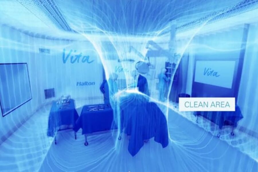 Ventileringen kombinerer fortrengning, innblanding og barriere slik at vi styrer luften og har kontroll på hele rommet.