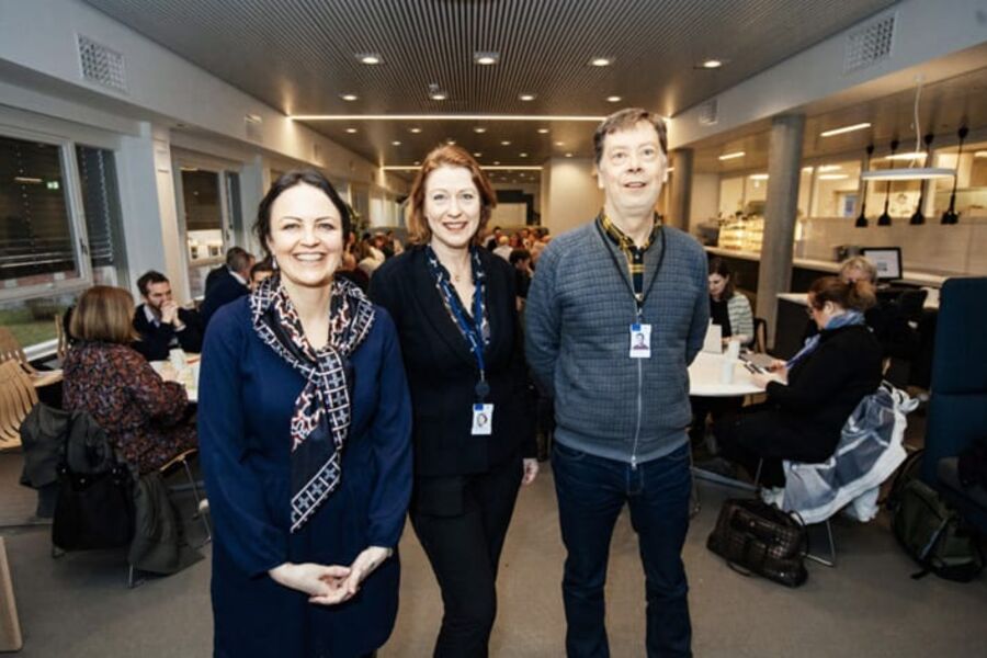 SINTEF og Construction City inviterte byggenæringen til å snakke om framtida. F.v. Benedicte Økland (Construction City), Siri Hunnes Blakstad og Morten Hatling (begge SINTEF). Foto: Remy Eik-Nicolaisen