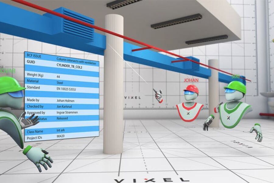 Løsningen VREX er en virtuell møteplass for komplekse prosjekter, som lar deltagere navigere seg rundt i en modell av prosjektet. Foto: Vixel
