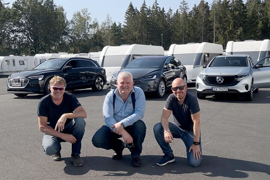 Testteamet besto av (f.v) Øyvind Lunde, Magne Storebø og testleder Ståle Frydenlund (foto: Norsk elbilforening). 