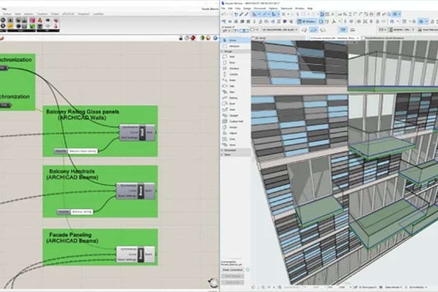 Live to-veis kobling mellom Rhino-Grasshopper og BIM-verktøyet ARCHICAD.