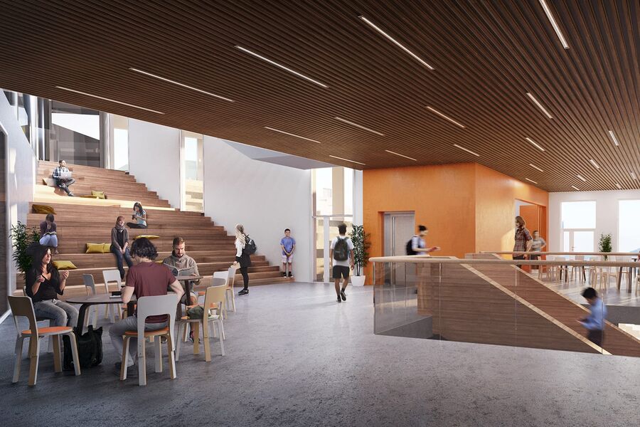 Holen skole i Bergen. Illustrasjon: HUS arkitekter/Arkitektgruppen CUBUS/Brick Visual 