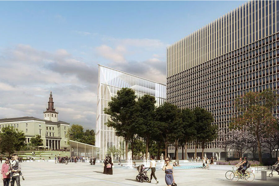 Illustrasjon av det nye regjeringskvartalet. Illustrasjon: Statsbygg