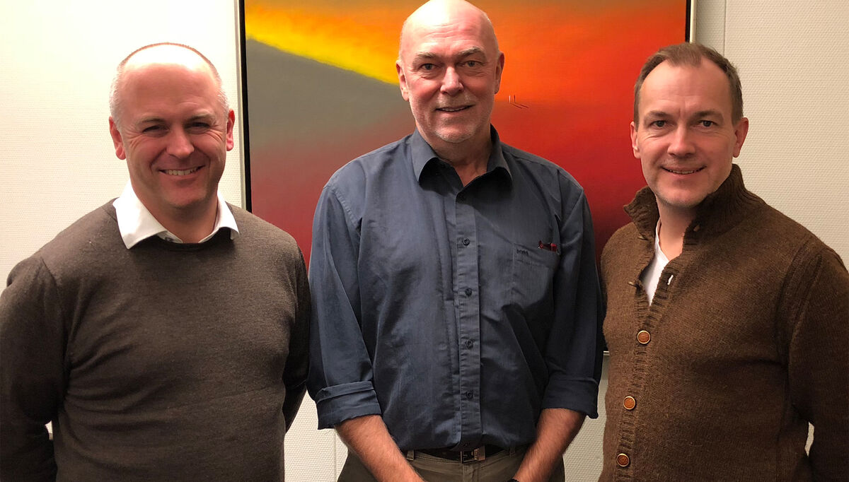 Til venstre Trond Bjorland, Bitpro, i midten Halvor Sandbu, Graphisoft og til høyre Christer Jacobsen, Bitpro. 2017-11-30-graphisoft