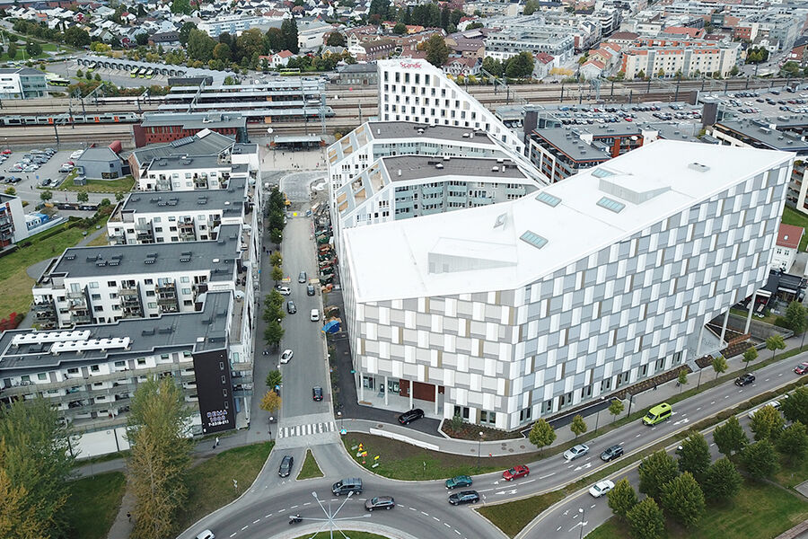 Portalen i Lillestrøm som bygges av Obos Forretningsbygg.