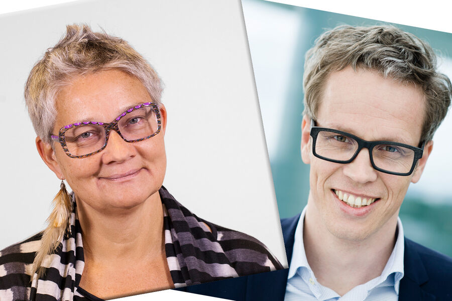 Konserndirektør Hanne Rønneberg i SINTEF og adm. direktør Jacob Mehus, Standard Norge.