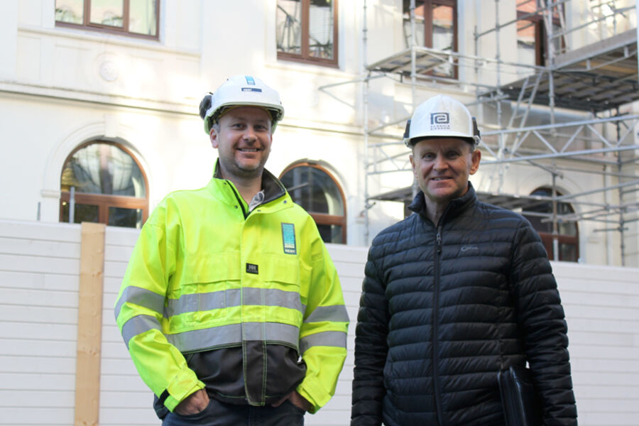 Tore Kvalen, prosjektleder i Hent og Arne Opsal, teknisk sjef og prosjektleder i E. C. Dahls Eiendom