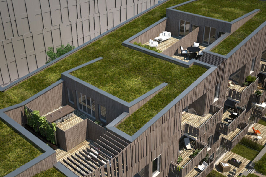 Spikerverket i Nydalen får varierte miljøer på taket. Illustrasjon: Avantor