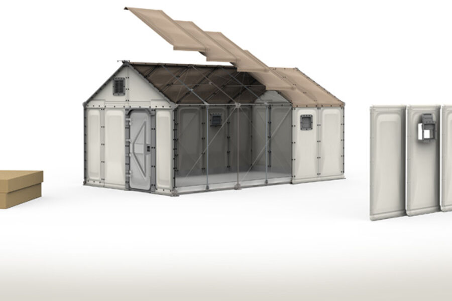 Flyktningehuset kan stå i opptil 20 år. Illustrasjon: IKEA