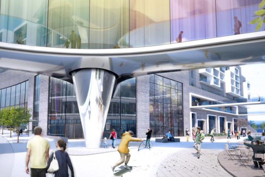 Slik skal Jessheimsentrum bli. Hille Melbye Arkitekter.