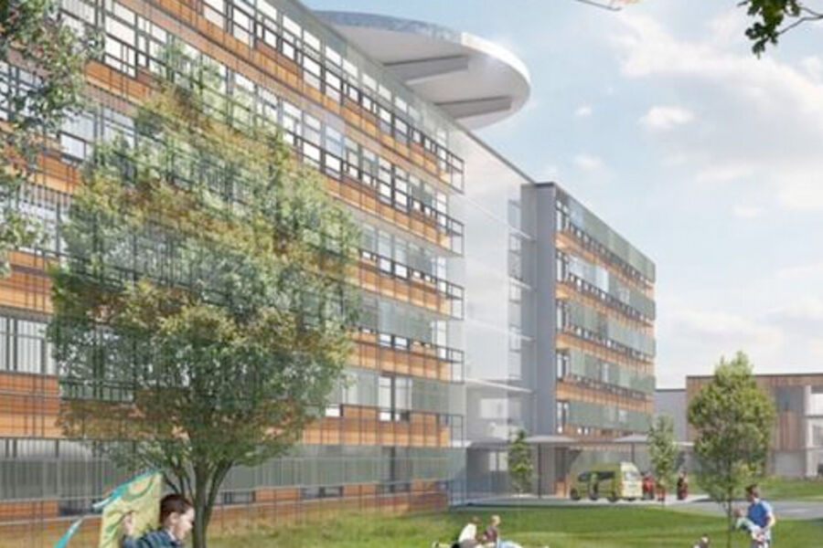 Vestfold planlegger å realisere Norges beste sykehus. Illustrasjon Sykehuset i Vestfold.