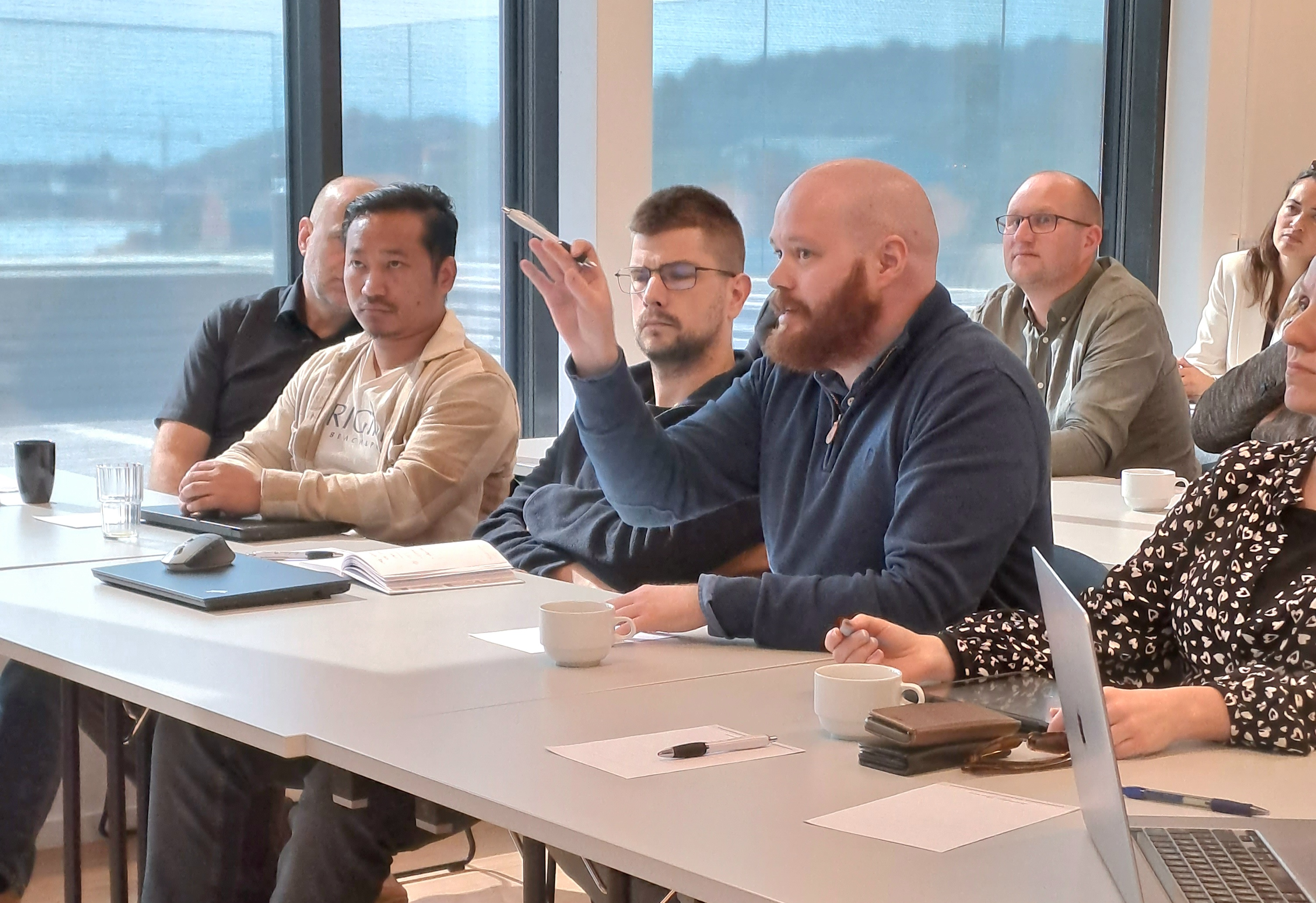 The picture shows Roger Larsen, the Communication and Marketing advisor to Svåheia Eiendom, participating from the audience section during the Egersund Reimagined conference