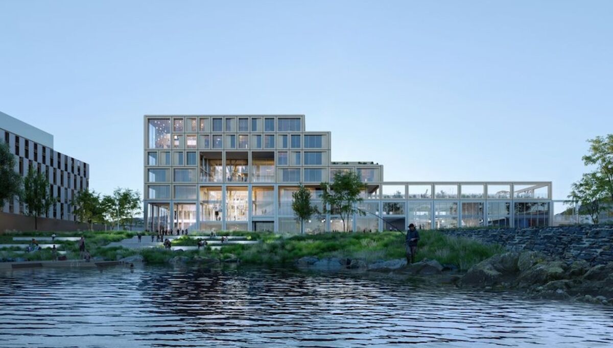 Den nye skolen blir et kulturelt peilemerke og episenter for læring og sosialt samvær ved havnefronten i Harstad by Ola Roald Arkitektur AS og C.F Møller Architects