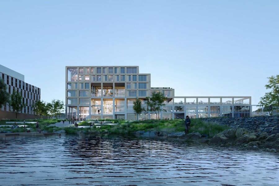 Den nye skolen blir et kulturelt peilemerke og episenter for læring og sosialt samvær ved havnefronten i Harstad by Ola Roald Arkitektur AS og C.F Møller Architects