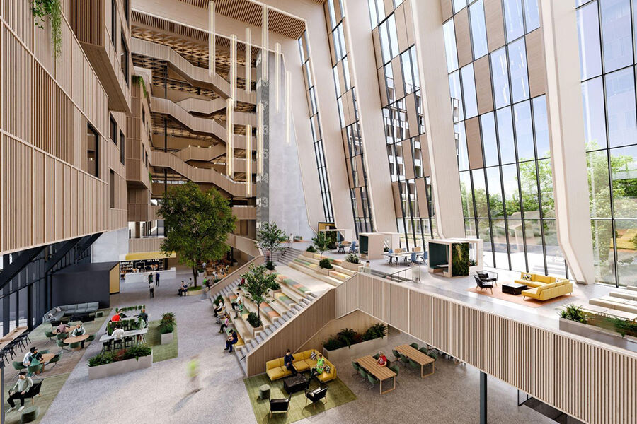 Illustrasjon Construction City. Glasshallen i nye Construction City.