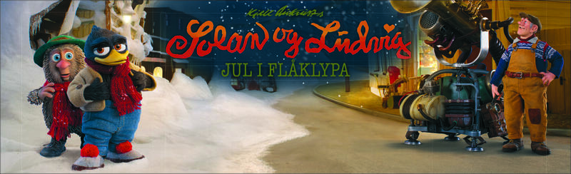 Plakat fra filmen Jul i Flåklypa, med bilde av Solan og Ludvig