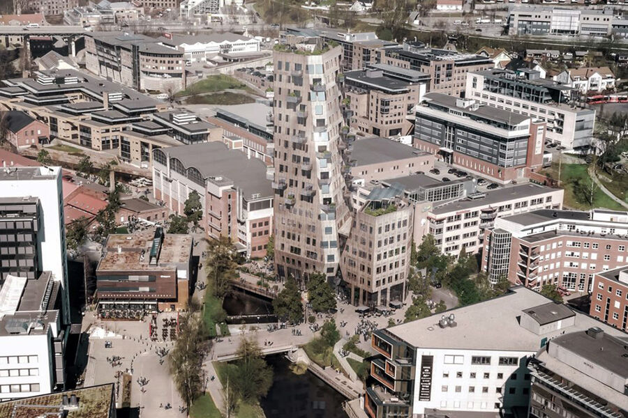 Vertikal Nydalen er et spennende prosjekt med tanke på miljøteknologi og innovasjon. Det er et forbildeprosjekt i FutureBuilt, med mål om å ha et energiforbruk på nær nullnivå..Foto: Avantor