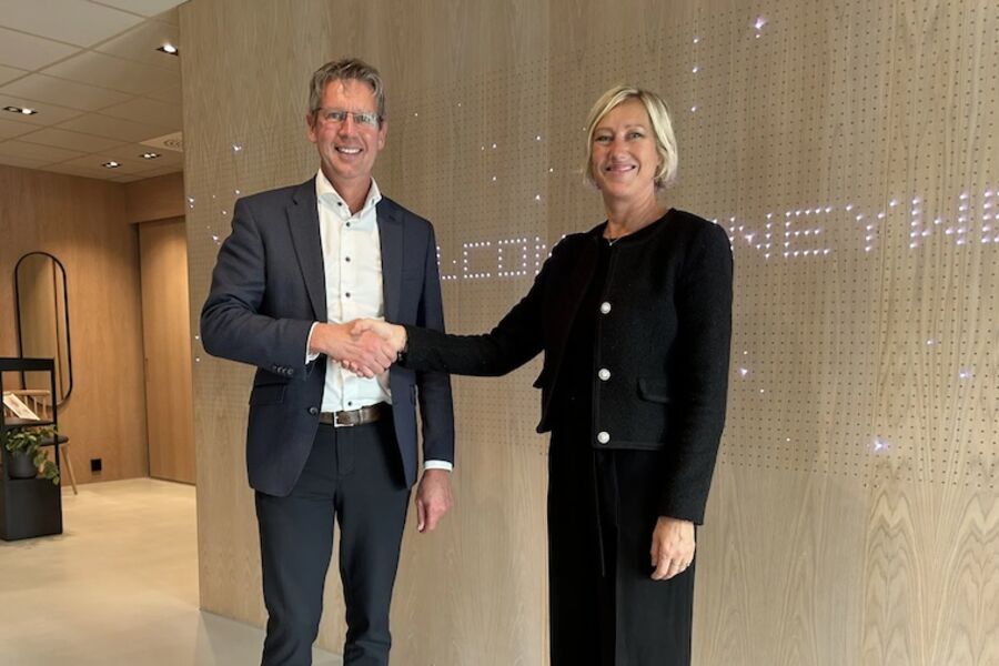 Business Leader Europe North i Honeywell Fire, Paul de Bruin, og administrerende direktør i Berggård Amundsen, Hege Amundsen Elvestad, møttes på Langhus tidligere i høst.
