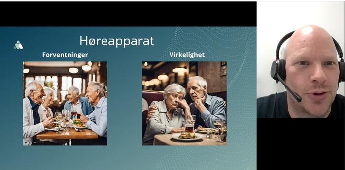 FORVENTNINGER. Foredragsholder og audiograf Steinar Seltveit ved Sørlandet sykehus HF snakket om hvordan forventinger og motivasjon påvirker høreapparatbruken.