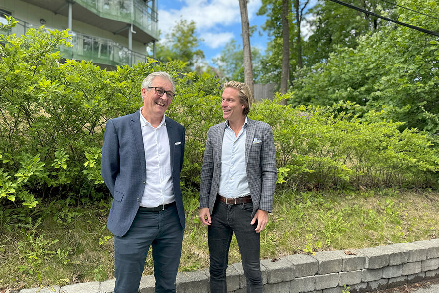 - SmartTune vil bidra til flere energieffektive bygg i fremtiden, sier Nicolai Dirdal, CEO i Simien AS og Christoffer Hernæs, CDO i Skanska Norge AS.