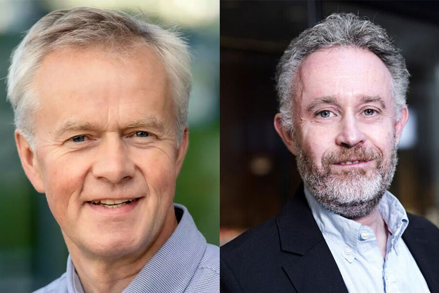 Mads Mysen, fagdirektør i GK og professor på OsloMET, og Rune Augenstein, CTIO i Smedvig Eiendom.
