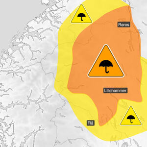 Illustrasjon som viser oransje farevarsel