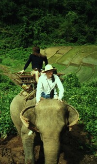 Riding elephants in the Golden Triangle, Thailand. 