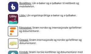 Flyer med liste over bibliotekets digitale tilbud