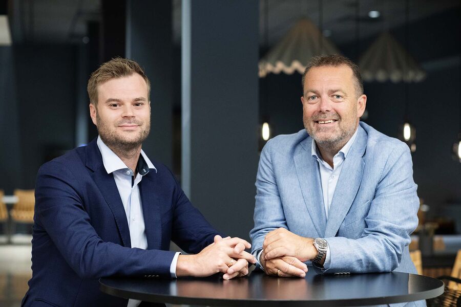 Erik Åbyholm, daglig leder (t.v) og markedsansvarlig Bård Sterk-Hansen i Green Norway AS. Foto: Charlotte Sverdrup.