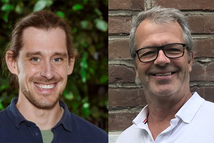 Prosjektleder for klima- og miljø i Construction City Cluster, Niklas Pedersen, og Anders Sandmæl, Brannfag og Fire Protection Academy.