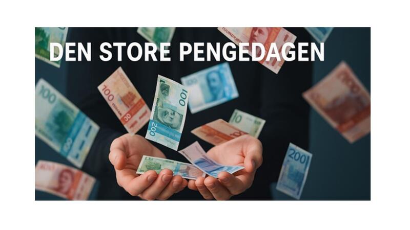 papirpenger svever i hendene til en person