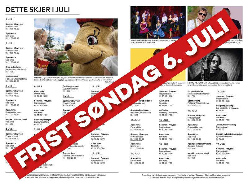 kulturkalender, hva skjer-kalender, sommer, frist